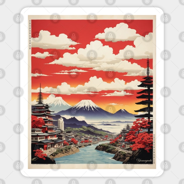 Yamaguchi Japan Travel Vintage Poster Tourism Sticker by TravelersGems